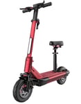 AHELT-J Foldable Electric Scooter with Detachable Seat, Up to 93.2 Miles Long-Range Battery,Up to 34.2 MPH,10.5 inch Explosion-proof Vacuum Tire, Portable and Folding Adults Electric Scooter,Red