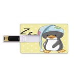 32 GB Clés USB à mémoire flash Dessin animé Stockage de bâton de mémoire de disque de la clé U de forme de carte de crédit bancaire Sleeping Baby Penguin dans le capuchon Prêt à se coucher Enfance Joy