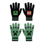 2-Pairs Minecraft Creeper Gloves Lapaset Lasten One Size