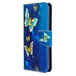 Lvnarery iPhone 12 Mini Cover,PU Leather wallet flip Case booklet magnetic protective cover with shockproof TPU,Stand function,Card Slots Protection Cover Blue butterfly