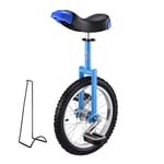 Unicycle Cycling for Beginners/Professionals, Kids/Adults/Teens Outdoor Exercise Bike, with Stand, Skidproof Tire, Alloy Rim (Color : BLUE, Size : 20INCH)