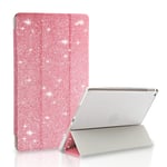 FSCOVER Girls iPad 7th/8th/9th Generation 10.2 Inch Glitter Case Cover, Sparkle Flip Stand iPad 2021 Smart Case with Auto Sleep/Wake/Transparent PC Back Cover for iPad 2019/2020 10.2, Pink