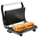 NETTA Panini & Sandwich Press - 2 Slice Non-Stick Plates Sandwich Toaster - 700W Toastie Maker - Electric Health Grill - Stainless Steel - Easy to Clean