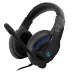 DeepGaming Gaming Headset, Gaming Headset with Flexible Microphone, 3.5 mm Jack, LED Lights with USB, Compatible with PS4, PS5, PC, Switch, Xbox Series - Black