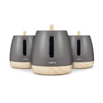 3x Kitchen Canisters  Tower T826031G Scandi in Grey with Wood Effect