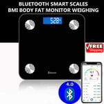 Body Fat Home Bathroom Weighing Scales Digital Bmi Smart Bluetooth App Weight Uk