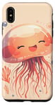 Coque pour iPhone XS Max Méduse souriante de couleur pêche kawaii