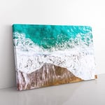 Big Box Art Ocean Dreams Painting Canvas Wall Art Print Ready to Hang Picture, 76 x 50 cm (30 x 20 Inch), White, Turquoise, Greige, Olive, Green