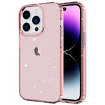 IPhone 14 Pro Max Glitter Powder deksel - Transparent Pink