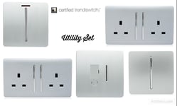 Trendi Switch Glossy Switches & Sockets Utility Room Trade/Multi Buy Pack Silver