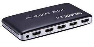 PremiumCord Switch HDMI 2.0 4: 1 avec Télécommande, Ultra HD 4K 2160p 60Hz, Full HD 1080p, 3D, Arc, HDCP 2.2, Boîtier en Plastique, Couleur Noire