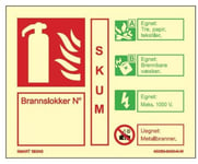 Skilt for merking av brannslukker - SKUM