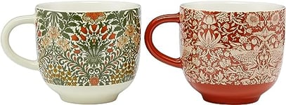 William Morris At Home FG6864 Useful and Beautiful Two Assorted Fine China Coffee Mugs | Add Style to A Well-Deserved Drink | Cruelty Free & Vegan Friendly | 2 x 350ml