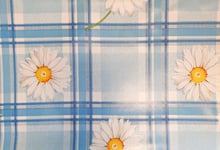 Capri DAISY PRINT WIPE CLEAN TABLECLOTH PVC VINYL OILCLOTH Outdoor Garden Kids Crafting Table Protector | Can be cut to size / Parasol Hole (RECTANGULAR 135 X 180 CM, BLUE)