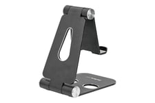 StarTech.com Phone and Tablet Stand, Foldable Universal Mobile Device Holder for Smartphones & Tablets, Adjustable Multi-Angle Viewing Ergonomic Cell Phone Stand for Desk, Portable, Black - Foldable Phone Holder (USPTLSTNDB) - skrivebordsstander for mobil