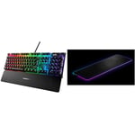 SteelSeries Apex 7 - Mechanical Gaming Keyboard - OLED Smart Display - Red Switches - English QWERTY Layout (UK) & QcK Prism Cloth - Gaming Mouse Pad - 2 zones RGB lighting - Size XL