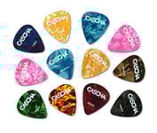 CASCHA Set de 12 médiators, plectre pour guitare acoustique, guitare électrique, ukulélé, basse, médiators pour guitare, accessoires pour guitare