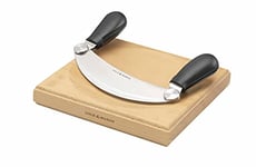 Cole & Mason Woodhall Hachoir and Board, Herb Chopper Rocker/Fresh Herb Cutter, Stainless Steel/Wood, Mezzaluna Chopper and Board Set, Dishwasher Safe (Hachoir Only)