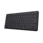 Trust Lyra Multi-Device Bluetooth Keyboard, QWERTY UK Layout, 85% Recycled Plastics, Rechargeable Battery, Compact Wireless Keyboard for PC, Laptop, Mac, Tablet, Windows, Android, iOS - Black