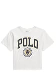 Ralph Lauren Girls Varsity Polo T-shirt - Deckwash White, Off White, Size Age: 3 Years, Women