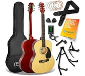 3RD AVENUE Full Size 4/4 Acoustic Guitar Ultimate Bundle - Natural, Yellow,Red