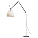 Artemide Tolomeo Mega Gulvlampe Svart Kropp 32 cm Pergamentskjerm med Dimmer