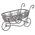 Wrought Iron Wheelbarrow Planter - Grey