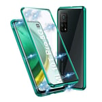 Ellmi Xiaomi Mi 10T / Mi 10T Pro Case, Magnetic Adsorption Phone Case for Xiaomi Mi 10T / Mi 10T Pro, Hard Phone Case with Double-Sided Clear Tempered Glass Built-in Magnets Metal Bumper Frame (Green)