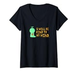 Womens "I Will Be Kind To My Mind" Avocado Guy V-Neck T-Shirt