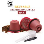 3pcs Reusable Coffee Capsule Pod For Nespresso Original Line Pixie C60 CitiZ Red