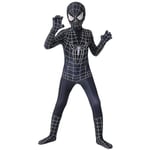 Svart Spiderman Cosplay Superhjältedräkt Barn Vuxen Bodysuit 110 Kids (100-110cm)