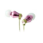 Pink Headphones Earphones In Ear Wired Tangle Free Extra Bass Noise Isolating