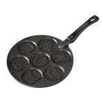 Nordic Ware Zoo Friends Pancake Pan, Cast-Aluminium Pancake Frying Pan, Pancake Pan for 7 Pancakes, Mini Pancake Maker - Black 01980