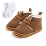Unicorn Winter Plus Velvet Baby Toddler Shoes + 2pcs Socks Beige 6-12months