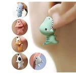 6 par söta djurbitande örhängen 3d lera djur prydnads örhängen dinosaurie örhänge#hgkj14 Corgi 6 pairs