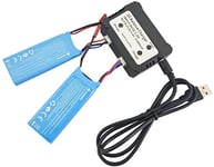 ZYGY 2PCS 7.6V 750mAh Lithium Battery with 2 in 1 Charger for Hubsan H216A Quadcopter Spare Parts Drone Battery accessories