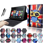 For Amazon Kindle Fire 7 Hd 8 Hd10 Leather Stand Cover Case +bluetooth Keyboard
