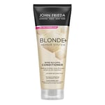 John Frieda BLONDE+ Repair System Après-shampoing – Avec Bond Building Plex – Contenu : 250 ml – Pour les blonds endommagés par l'éclaircissement – Renforce et forme de nouveaux ponts directement sur