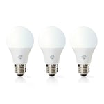 Nedis SmartLife LED-lamper, Wi-Fi, 806 lm, 9W, 3-pak - Hvid