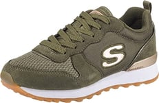 Skechers Girl's Retros-og 85-goldn Gurl Trainers, Olive Suede Nylon Mesh Rose Gold Trim, 2.5 UK