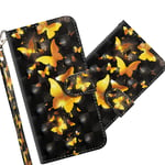COTDINFOR LG V50 ThinQ Case Wallet Cool Animal 3D Effect Painted PU Leather Flip Magnetic Clasp Card Holder Stand Cover for LG V50 ThinQ Golden Butterflies YX.