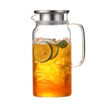 BSTCAR Borosilicate Glass Pitcher with Lid, Strong Fridge Jug Hot/Cold Water Jugs Iced Tea Pot,Heat Resistant Water Glass Bottle Wine Coffee Milk and Juice Beverage Carafe 1200ml