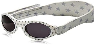 Dooky BabyBanz Silver Star Lunettes de soleil pour filles et garçons (adaptées aux bébés de 0 à 2 ans, 100% protection UV-A et UV-B, verres incassables), blanches