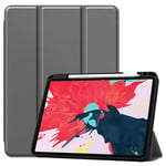 iPad Pro 11 1st Gen (2018) Fodral Tri-Fold Med Pencil-hållare Grå