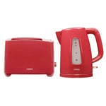 Livoo - pack Bouilloire Electrique Rouge 1.7L 2200W + Grille-Pain Toaster 750W 2 Fentes - Rouge