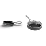 Ninja ZEROSTICK Stackable Cookware Frying Pan 2-Piece Set, Non-Stick, Space Saving, 24/28cm Frying ZEROSTICK Premium Cookware 26cm Sauté Pan with Glass Lid, Long Lasting, Non-Stick