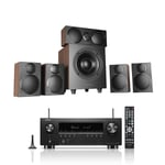 Denon AVRS970H AV Receiver With Wharfedale DX3 HCP 5.1 Speaker Package Walnut