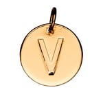 Bokstavshänge cirkel V – Ø12 mm, mässing pläterat med 9 karat guld