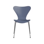 Fritz Hansen Sjuan 3107 stol dusk blue, färgad ask, kromat stålstativ