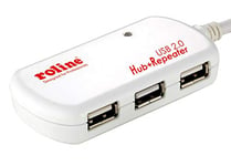 ROLINE 12.04.1085 Hub USB 2.0 4 Ports avec répéteur Blanc 12 m